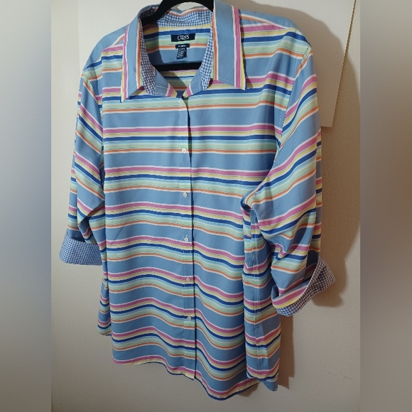 Chaps Tops - Chaps Mixed Print No Iron Button-Up New Without Tags 3X